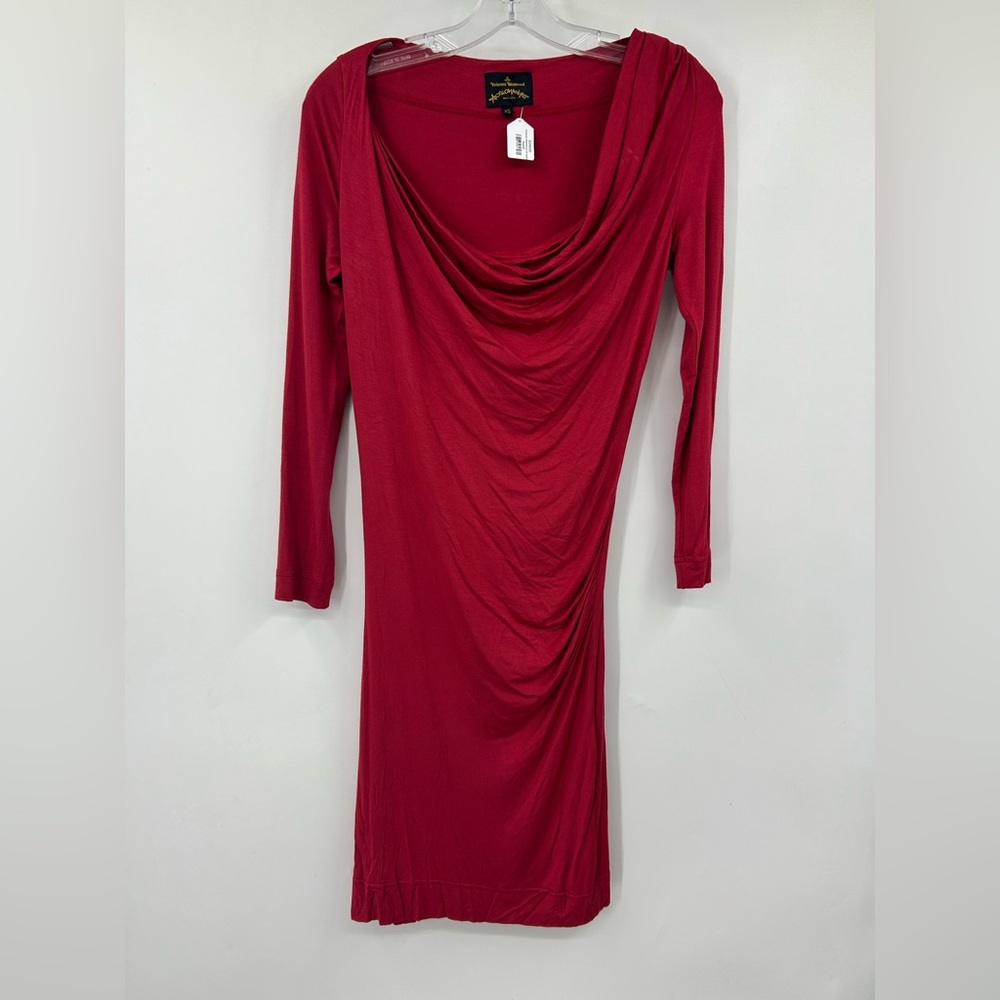 Vivienne Westwood Red Draped Long Sleeve Dress